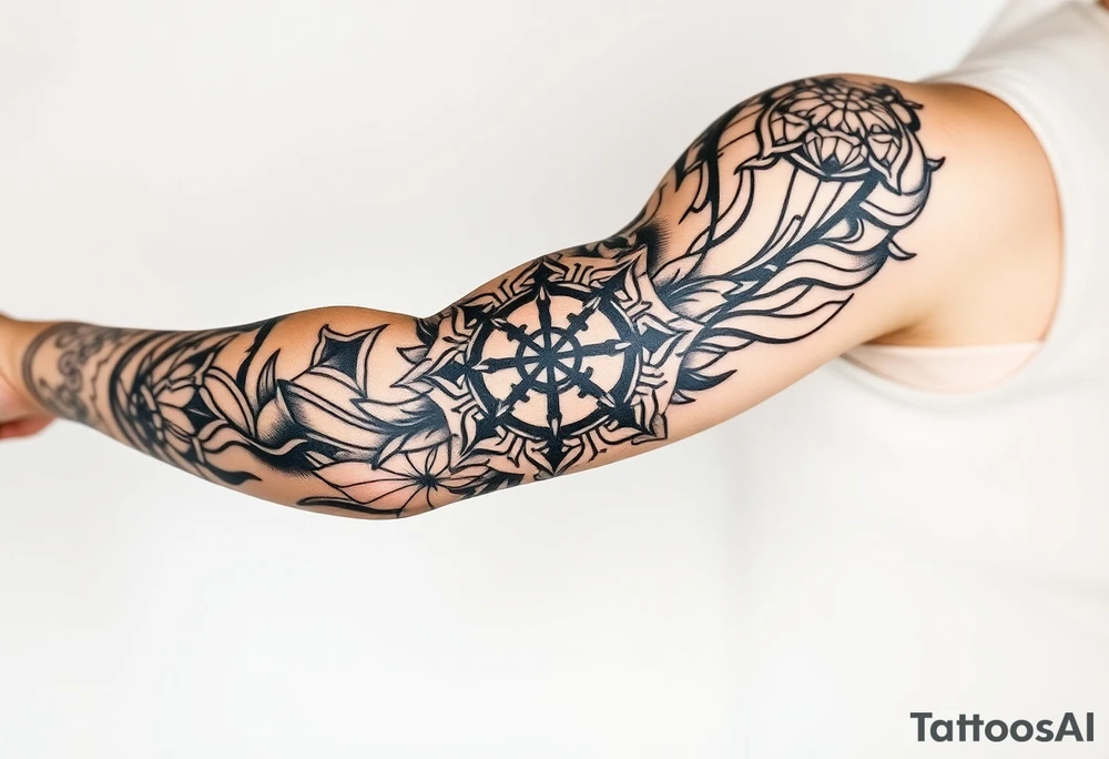 Geometry with jingjang symbol tattoo idea