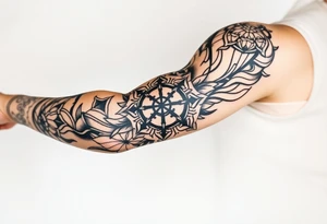 Geometry with jingjang symbol tattoo idea