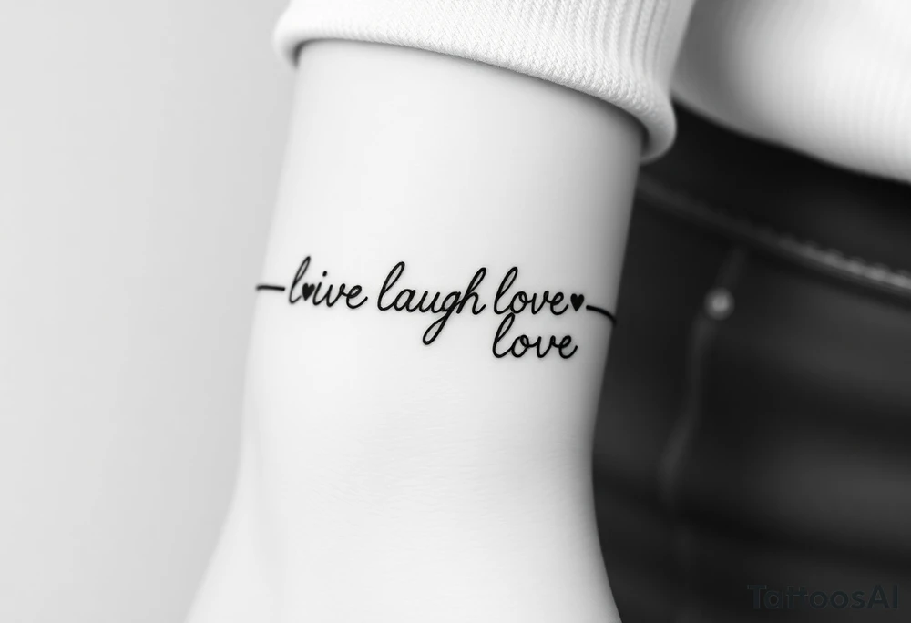 Live laugh love tattoo thats a bracelet that wraps around very dainty tattoo idea
