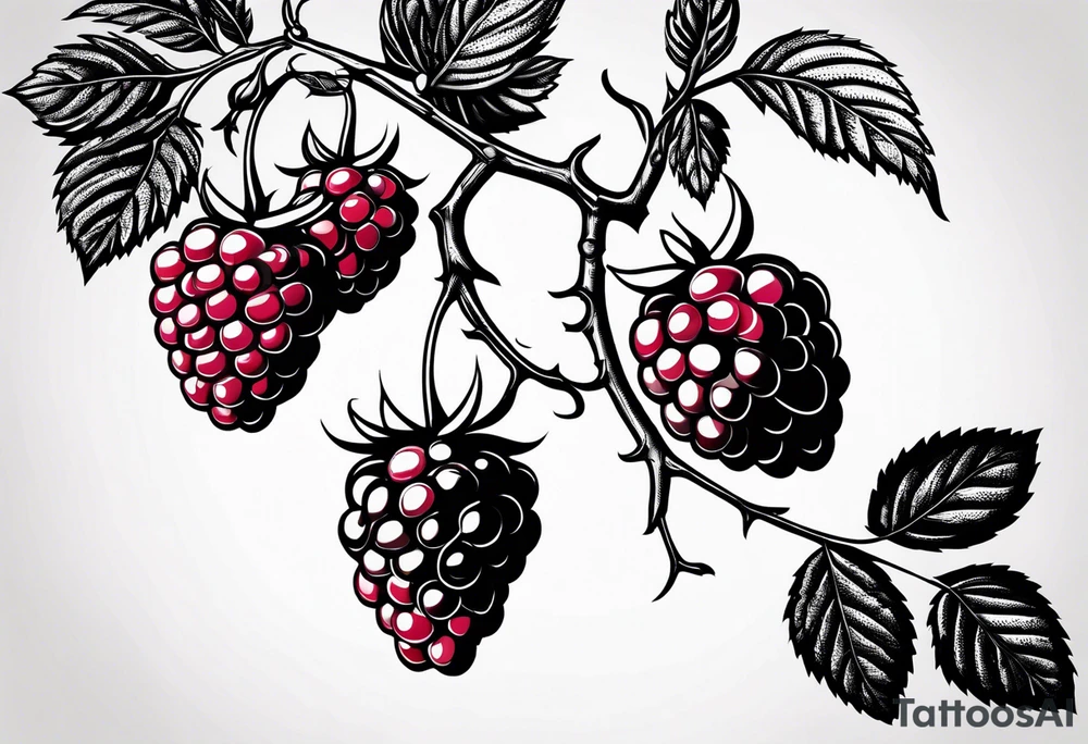 a minimalist raspberry branch that would go vertical down the leg tattoo idea