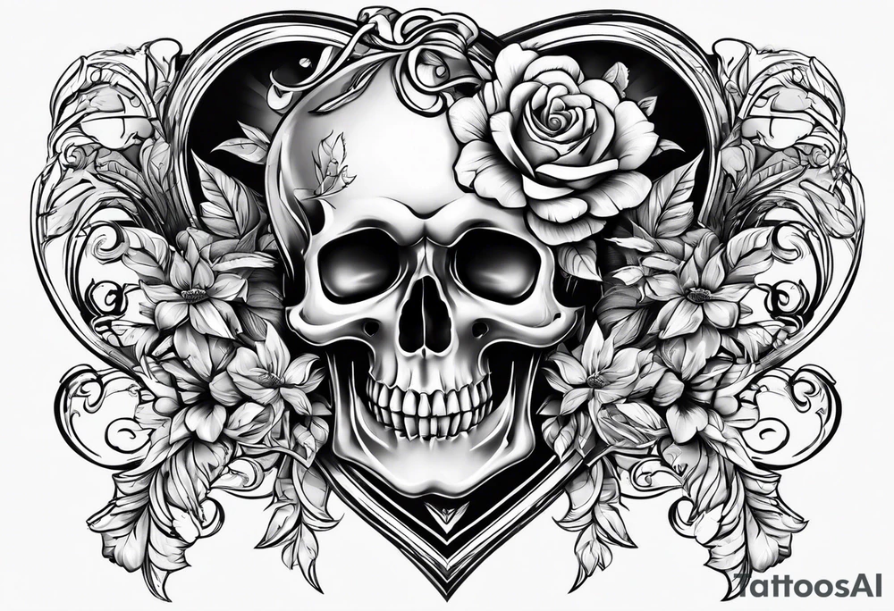 Skull and heart tattoo idea