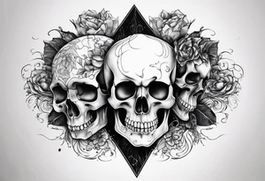 merge two halfs: in upper half put a visceral heart and in lower half put a skull tattoo idea