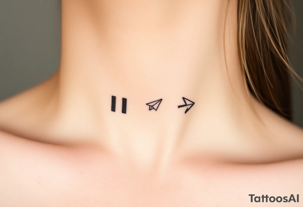 a play symbol, a pause symbol, a stop symbol , and a rewind symbol, a paper plane tattoo idea