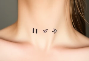a play symbol, a pause symbol, a stop symbol , and a rewind symbol, a paper plane tattoo idea