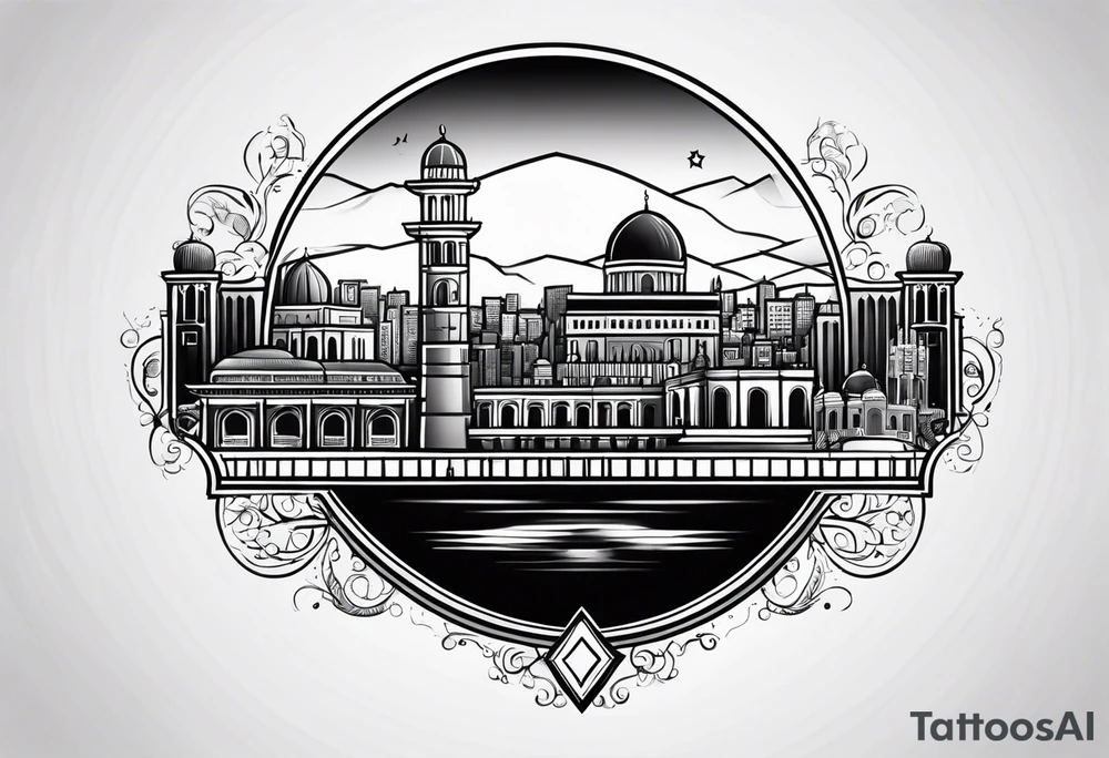 israel city vector circle
 vignette tattoo idea