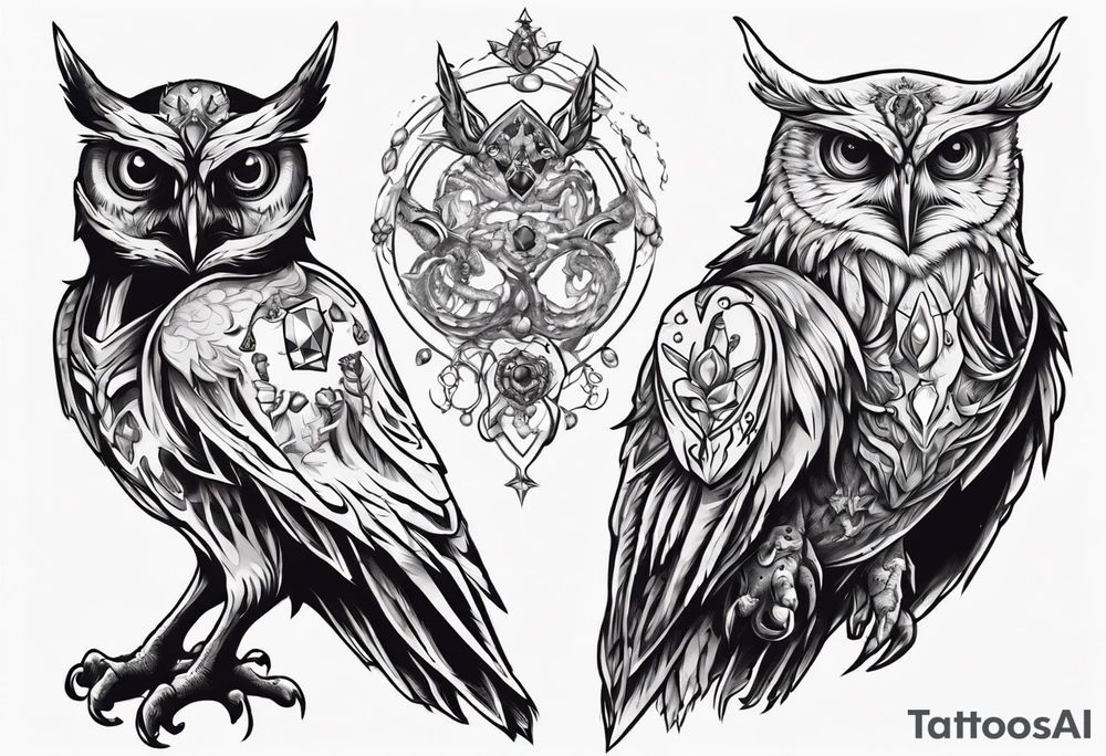 The Demon Owl Stolas, a Prince of Hell who is obsessed with gems, knowledge of astrology and poisonous plants. tattoo idea