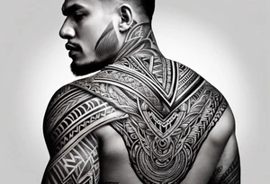 mixed maori whole arm tattoo idea