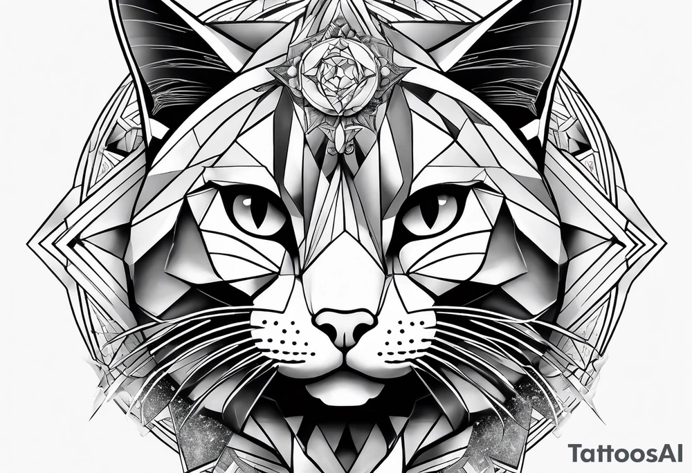 geometric half sleeve tatoo, space, nature, cat, cigarretes tattoo idea