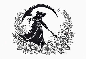 scythe grim reaper cute girlie nightshade flower tattoo idea
