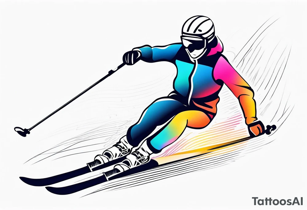 Skier in motion, fine line, more abstract tattoo idea