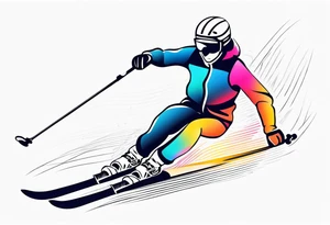 Skier in motion, fine line, more abstract tattoo idea
