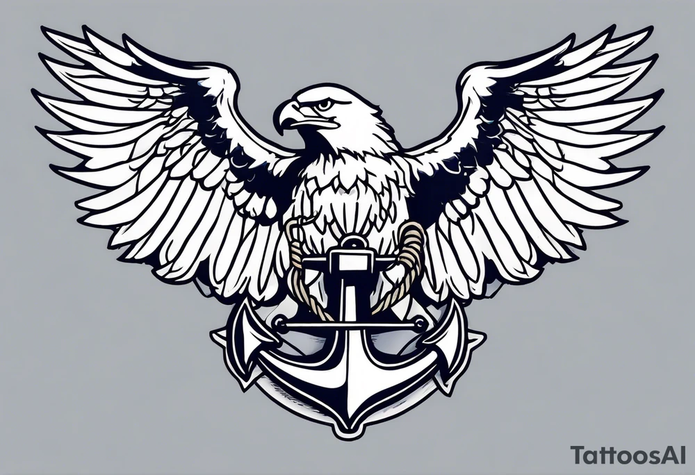 American eagle flying holding navy anchor tattoo idea