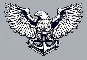 American eagle flying holding navy anchor tattoo idea