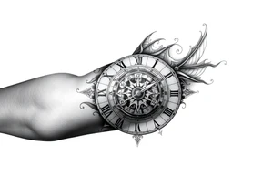 vintage roman numerals within ornate clockwork mechanism tattoo idea