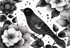 Birds and flowers tattoo idea