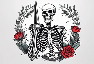 skeleton stabbed through chest with broadswoard tattoo idea