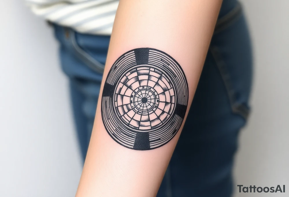 vinyl record and disco ball tattoo idea