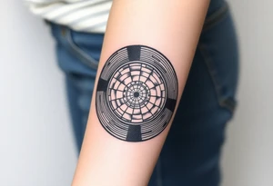 vinyl record and disco ball tattoo idea