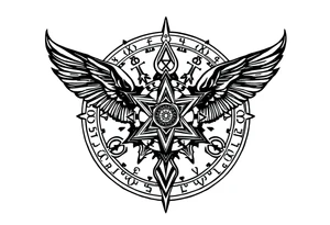 mytical shaman and witch ancient ornament with runes tattoo idea