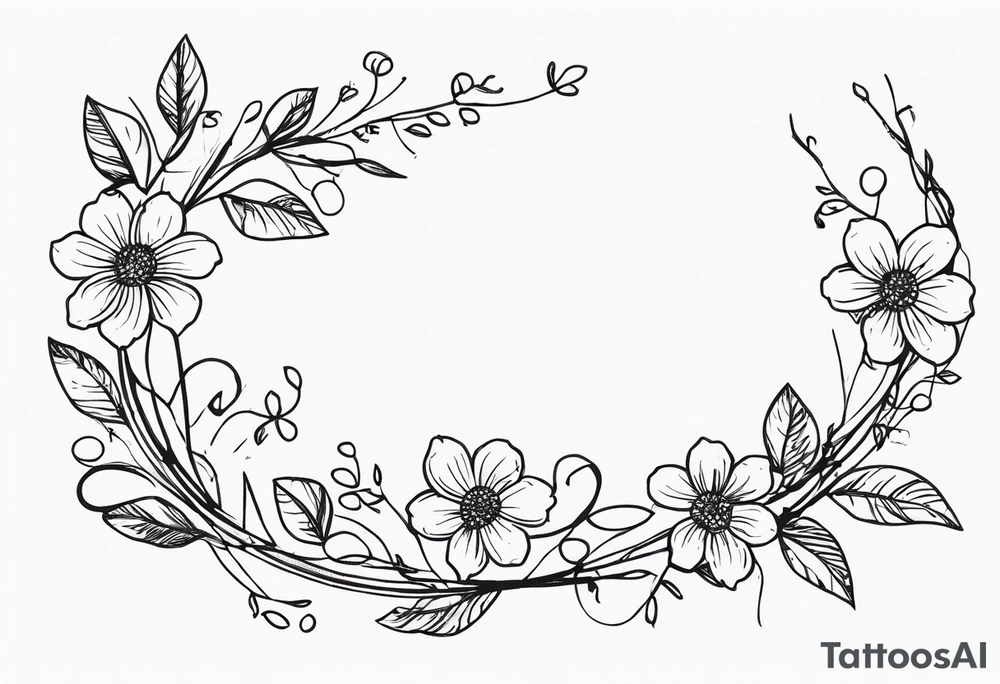 Line of Barded wire with flowery vine wrapped around it tattoo idea