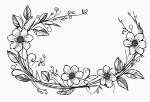 Line of Barded wire with flowery vine wrapped around it tattoo idea