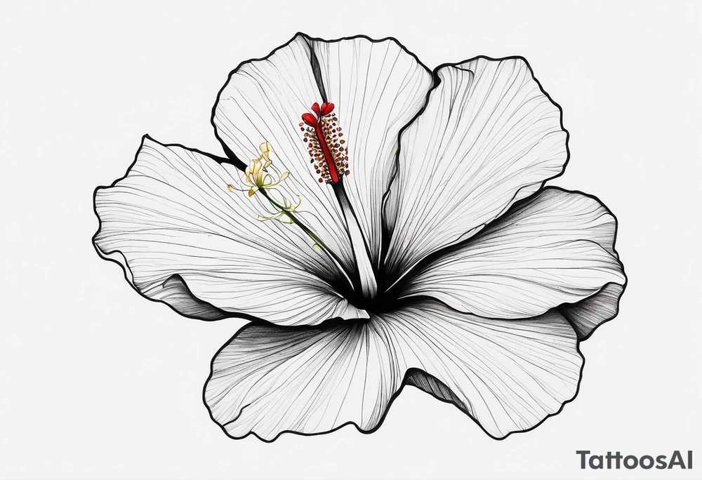 The upper arm tattoo design you are referring to features a Hibiscus flower motif. The design is minimalistic and delicate, with fine line work that highlights the natural beauty of the Hibiscus. The petals are soft and open, capturing the organic flow of the flower. The lines extending from the flower give a sense of movement, almost as if the flower is blooming or swaying gently. 

This tattoo seems to be placed in a way that contours naturally along the upper arm, following the curve of the shoulder. The simplicity of the design, with its thin lines and subtle details, makes it a graceful and elegant piece. The Hibiscus flower itself is often a symbol of beauty, femininity, and grace, which is reflected in the overall aesthetic of the tattoo. 

The style of the tattoo fits well with those who prefer understated, nature-inspired designs that blend seamlessly with the flow of the body. tattoo idea