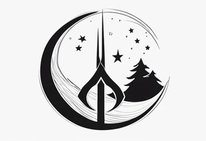 Symbol of Jedi, symbol of Crescent moon downward, symbol of peace, symbol of Atheist, symbol of freedom all combined into one tattoo idea