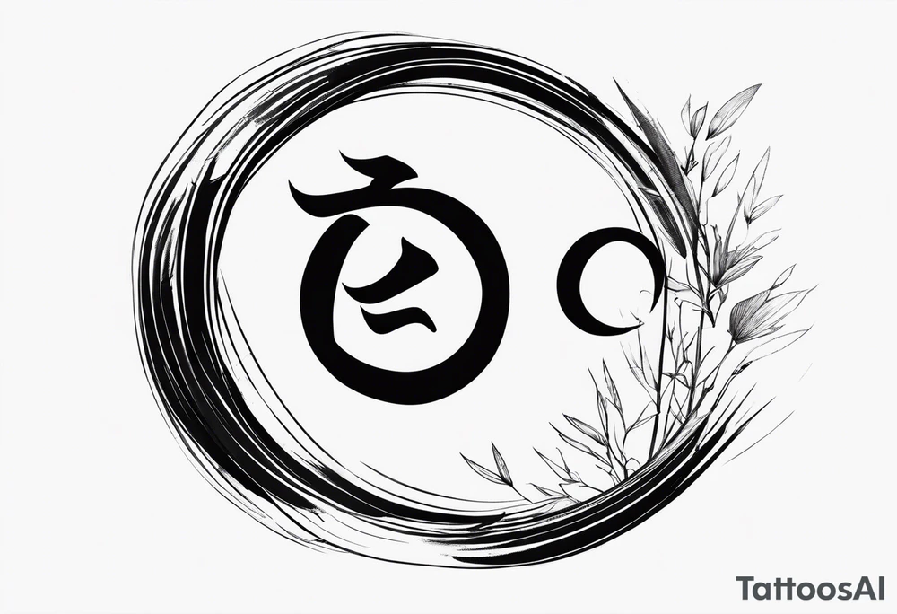 Enso circle with chinese letters around tattoo idea