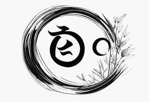 Enso circle with chinese letters around tattoo idea