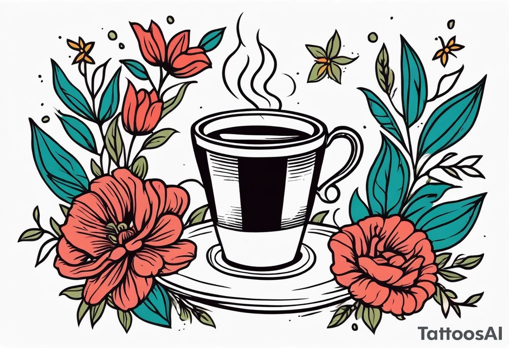 coffee 
old school vintage simple traditional design surrounded by vintage flowers cross



bold color simple tattoo idea
