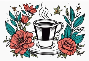 coffee 
old school vintage simple traditional design surrounded by vintage flowers cross



bold color simple tattoo idea