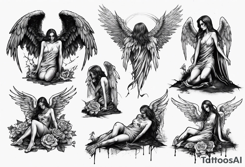 Fallen angel near the grave tattoo idea