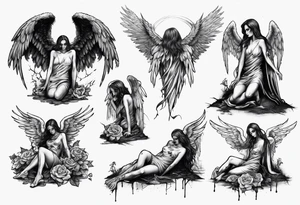 Fallen angel near the grave tattoo idea