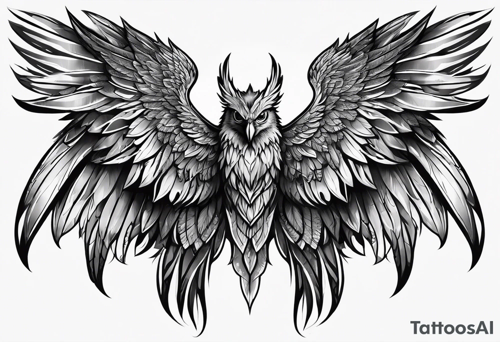 Full back tattoo wings drawing tattoo idea