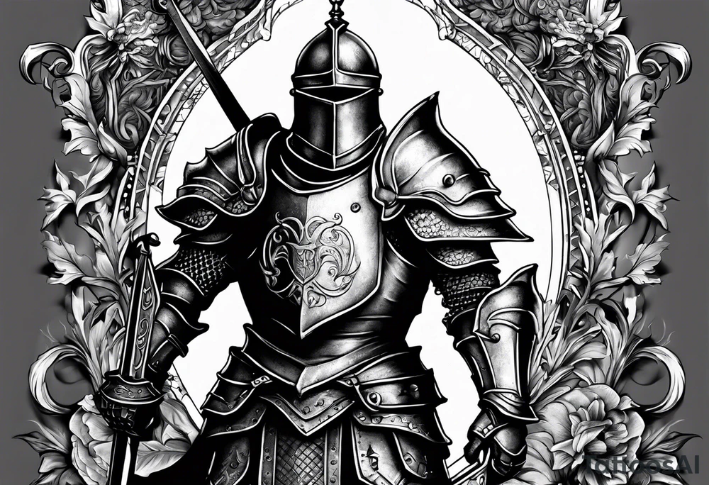 knight with heavy armor with clock and less detail tattoo idea knight with heavy armor with clock and less detail tattoo idea