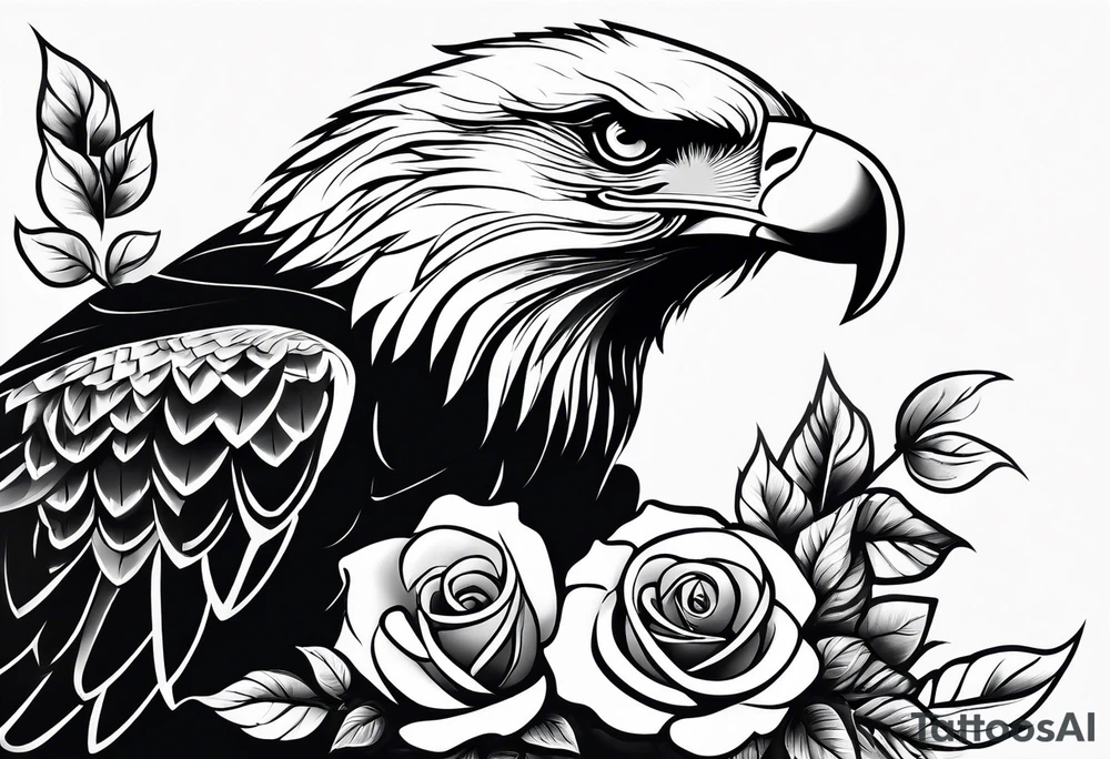 Eagle and rose tattoo idea