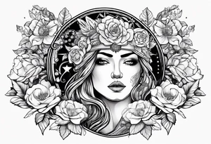 tarot justice woman flowers tattoo idea