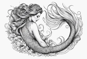 flowing serpent tail mermaid tattoo idea