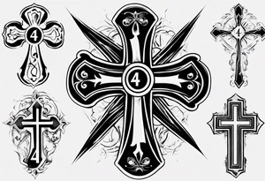 Cross with the number 4 tattoo idea