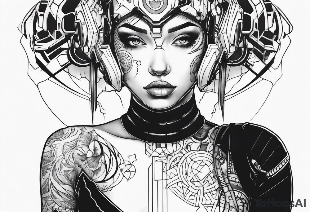 cyborg girl tattoo idea