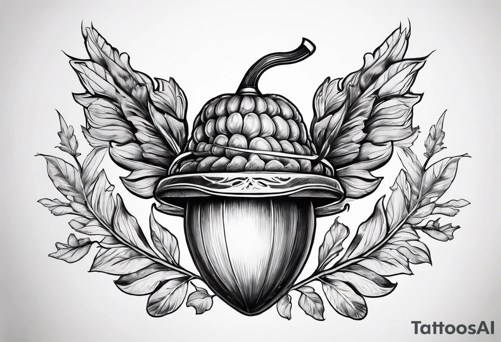Flying acorn tattoo idea