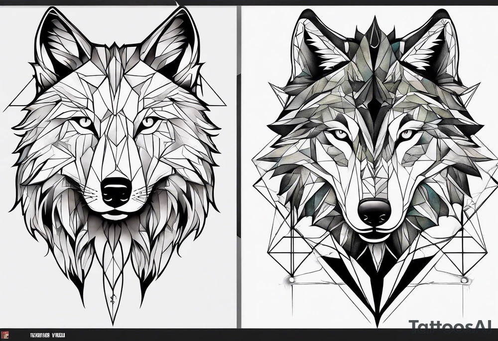 Constellation, two animal wolf, géométric tattoo idea