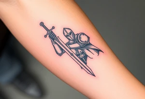 realistic
knight with sword tattoo idea