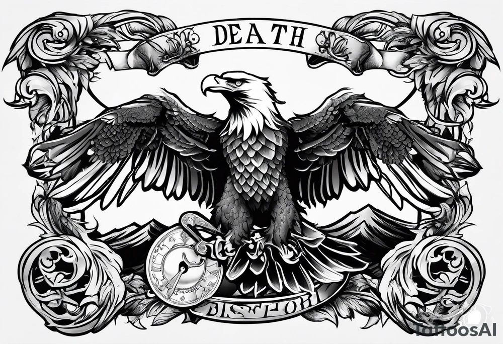 tattoo featuring an American eagle, aggressive


add the words death before dishonor on a scroll or something, add a sword or knife tattoo idea