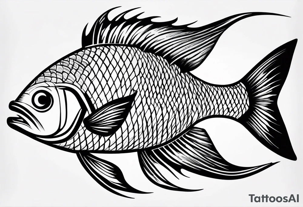 Pinstripe fish tattoo idea