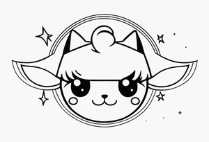 I would like various tattoo sketches. they must represent the friendship between two girls who like naps, kuromi and my melody and a song entitled "luna". tattoo idea