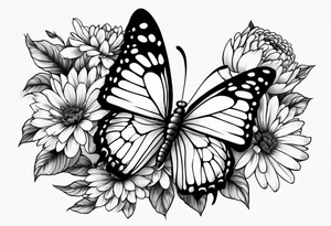 Butterfly with chrysanthemum flower tattoo idea