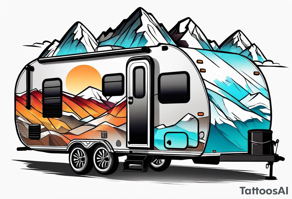 Mountains travel trailer family tattoo idea