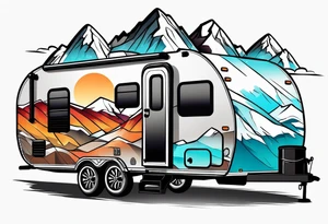 Mountains travel trailer family tattoo idea