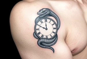 Snake wrapped around clock tattoo idea
